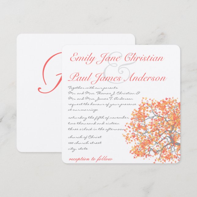 Invitación a la boda de la frambuesa del tronco gr (Anverso / Reverso)