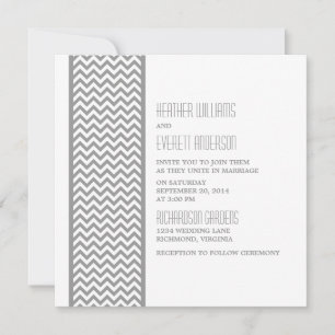 Invitación a la boda de la frontera de Chevron gri