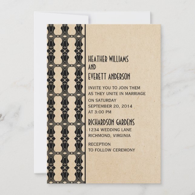 Invitación a la boda de la frontera de Ebony Art D (Anverso)