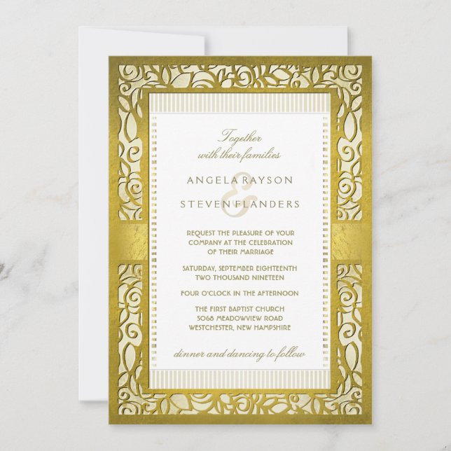 Invitación a la boda de la frontera de Golden Rega (Anverso)