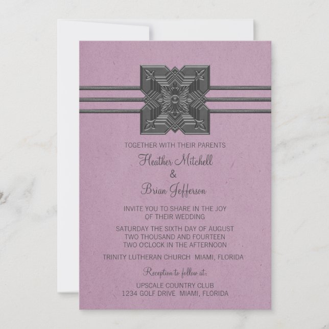 Invitación a la boda de la frontera de Lilac Medal (Anverso)