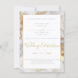Invitación a la boda de la frontera de mármol blan