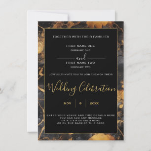 Invitación a la boda de la frontera de mármol negr