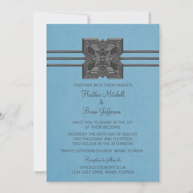 Invitación a la boda de la frontera de Medallón Az (Anverso)