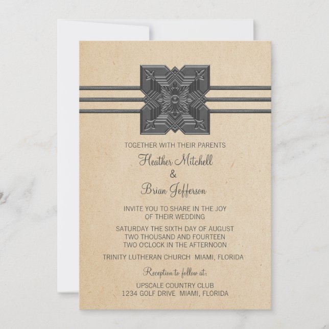 Invitación a la boda de la frontera de Medallón Be (Anverso)