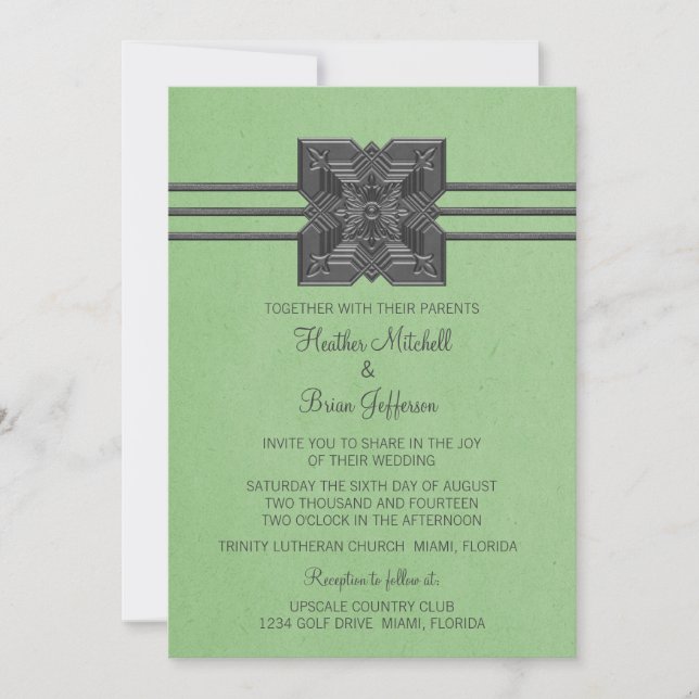 Invitación a la boda de la frontera de Medallón Ve (Anverso)
