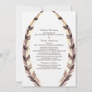 Invitación a la boda de la frontera de plumas