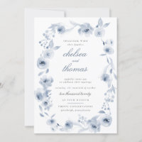 Invitación a la boda de la frontera floral azul
