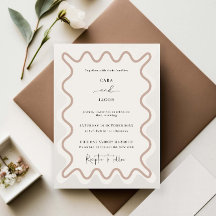 Invitación a la boda de la frontera ondulada Beige