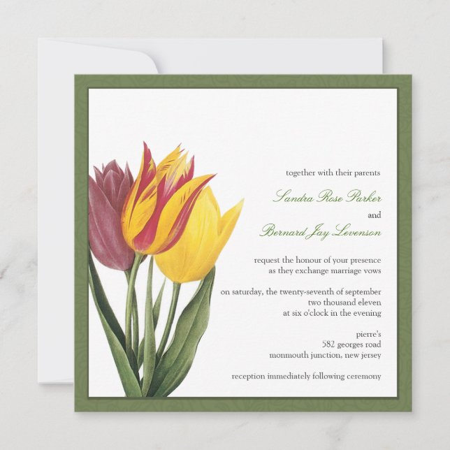 Invitación a la boda de la frontera verde de Tulip (Anverso)