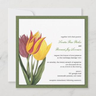 Invitación a la boda de la frontera verde de Tulip