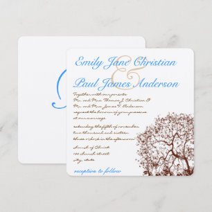 Invitación a la boda de la fuente azul Aqua de árb