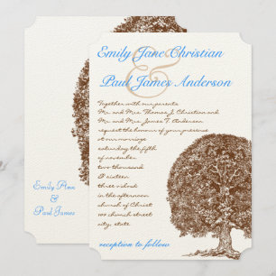 Invitación a la boda de la fuente azul Aqua de árb