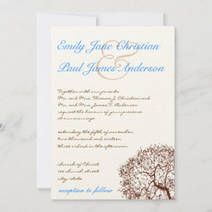 Invitación a la boda de la fuente azul Aqua de árb