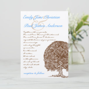 Invitación a la boda de la fuente azul Aqua Oak Tr