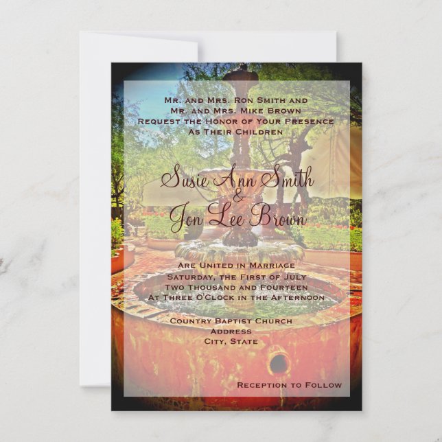 Invitación a la boda de la fuente suroeste mexican (Anverso)