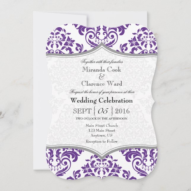 Invitación a la boda de la funda de Damasco de col (Anverso)