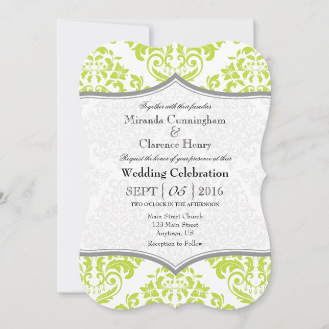 Invitación a la boda de la funda de la Damasco de  (Anverso)