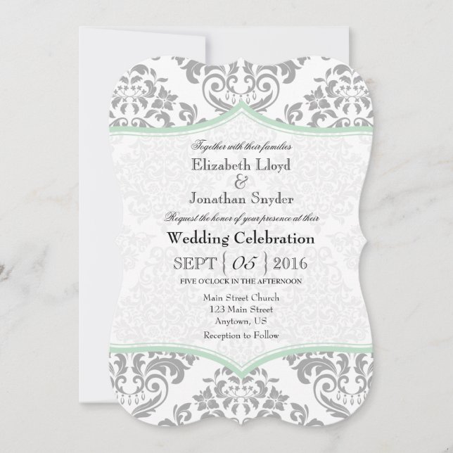 Invitación a la boda de la funda de la Damasco ver (Anverso)