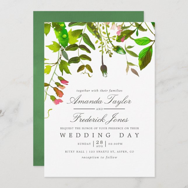 Invitación a la boda de la fusión de la primavera  (Anverso / Reverso)