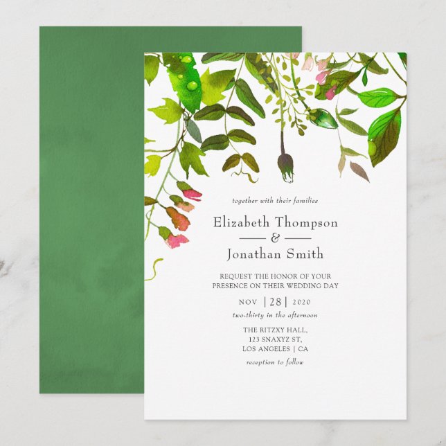 Invitación a la boda de la fusión de la primavera  (Anverso / Reverso)