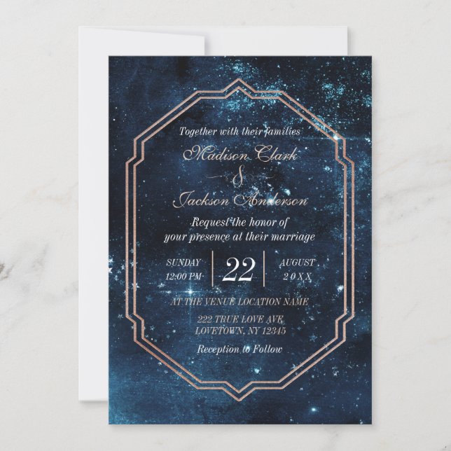 Invitación a la boda de la Galaxia Celestial de la (Anverso)