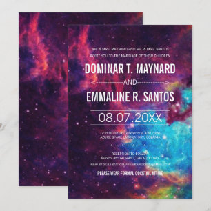 Invitación a la boda de la galaxia colorida del pe