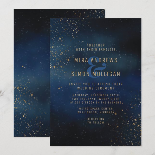 Invitación a la boda de la galaxia dorada (Anverso / Reverso)