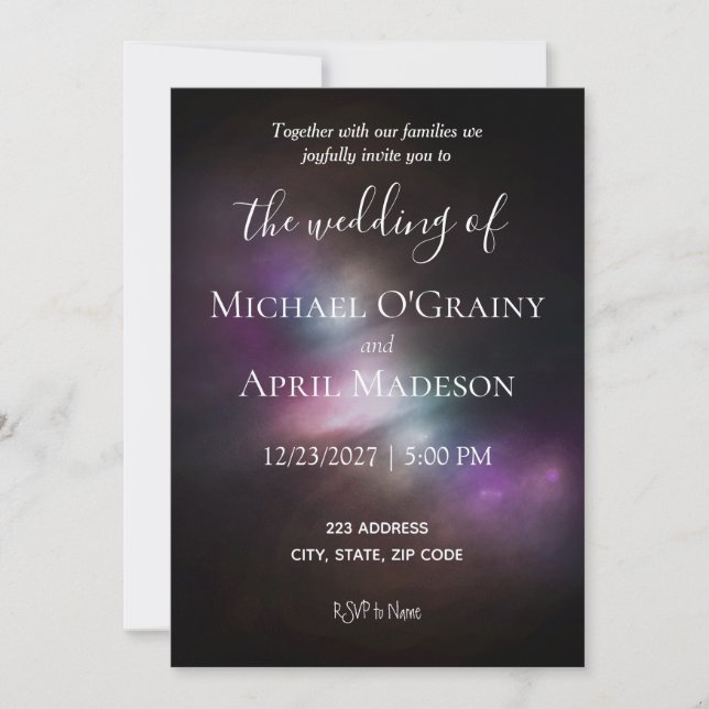 Invitación a la boda de la galaxia espacial (Anverso)