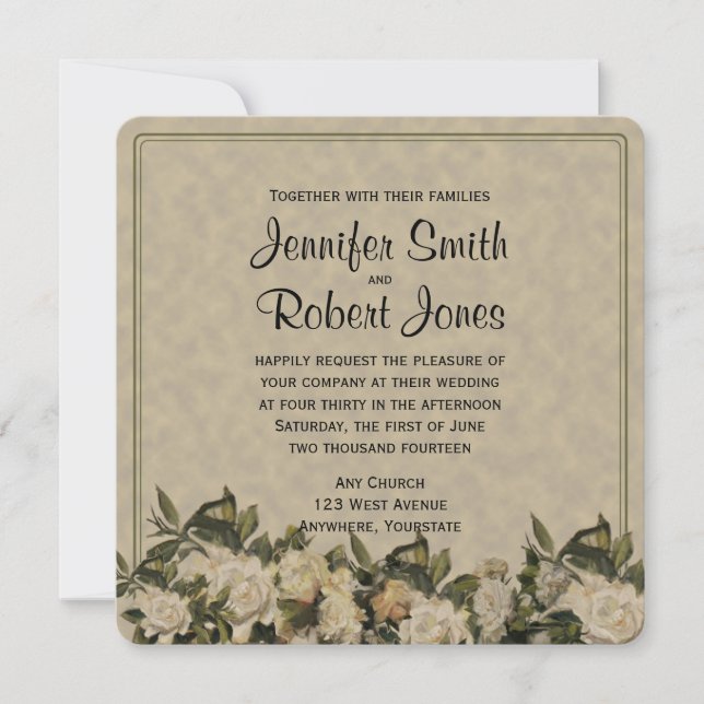Invitación a la boda de la Gardenia Vintage (Anverso)