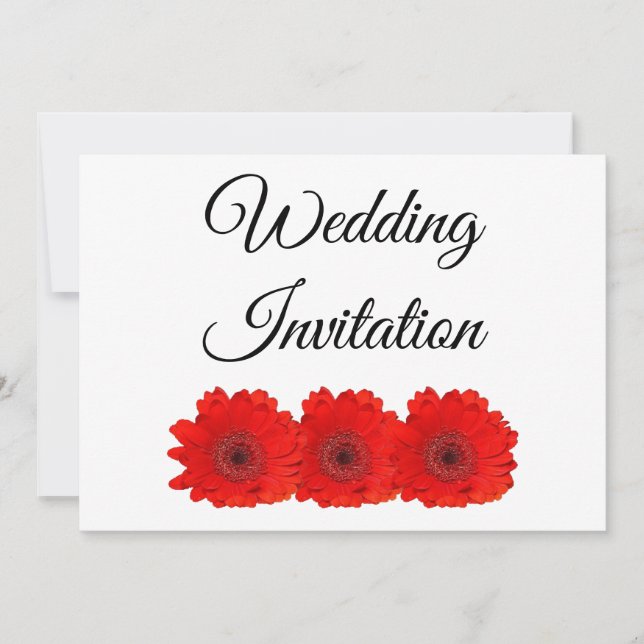 Invitación a la boda de la Gerbera Roja Personaliz (Anverso)