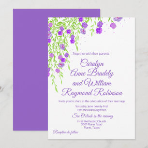 Invitación a la boda de la glicinia púrpura