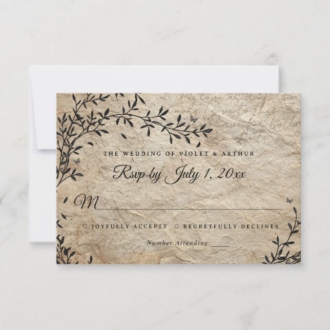 Invitación a la boda de la guirnalda botánica vint (Anverso)