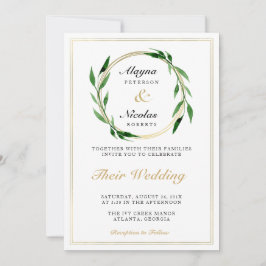 Invitación a la boda de la guirnalda de oro en Fau