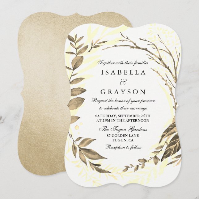 Invitación a la boda de la guirnalda del bosque do (Anverso / Reverso)