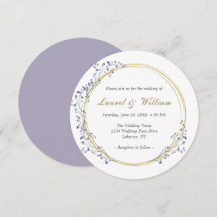 Invitación a la boda de la guirnalda púrpura Circl