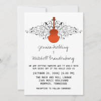 Invitación a la boda de la guitarra del naranja Sw