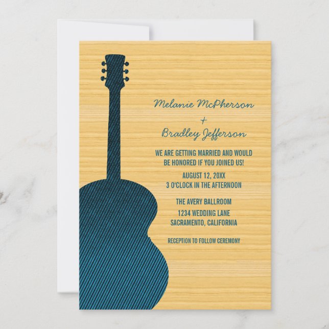 Invitación a la boda de la guitarra del país azul (Anverso)