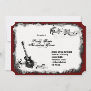 Invitación a la boda de la guitarra eléctrica negr