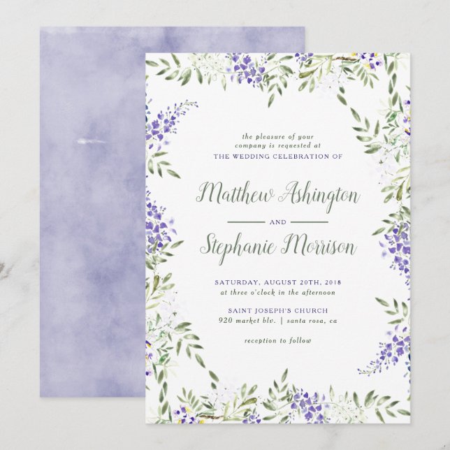 Invitación a la boda de la histeria acuarela (Anverso / Reverso)
