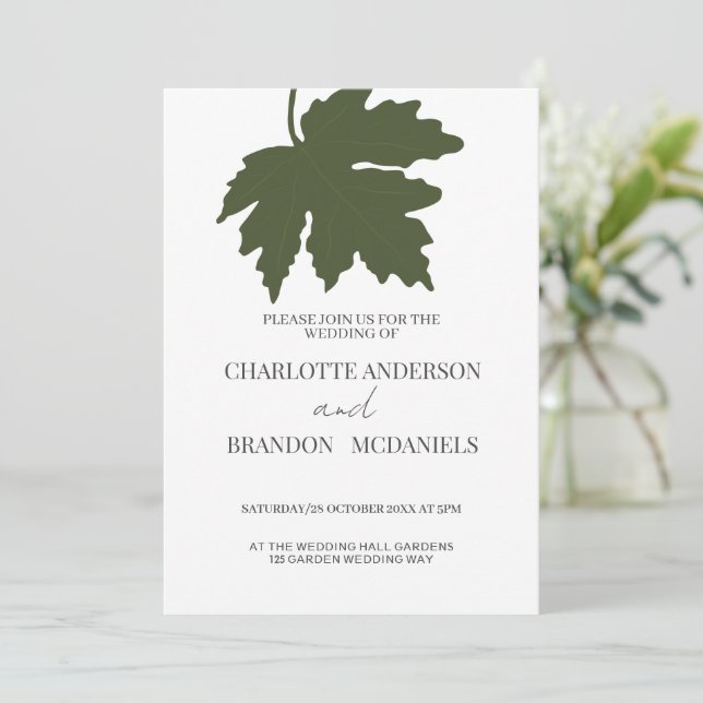 Invitación a la boda de la hoja de arce del otoño  (Anverso de pie)