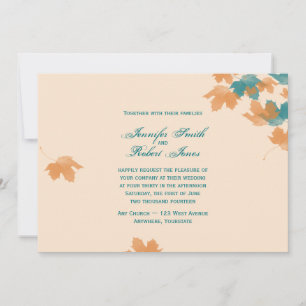 Invitación a la boda de la hoja de arce del otoño 