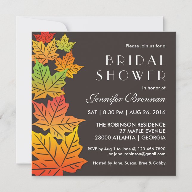 Invitación a la boda de la hoja de arce en otoño (Anverso)