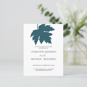 Invitación a la boda de la hoja de arce verde azul