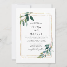 Invitación a la boda de la hoja de eucalipto de or