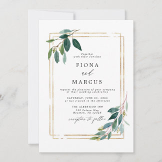 Invitación a la boda de la hoja de eucalipto de or