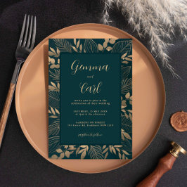 Invitación a la boda de la hoja de follaje de oro