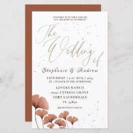 Invitación a la boda de la hoja de Ginkgo de Terra