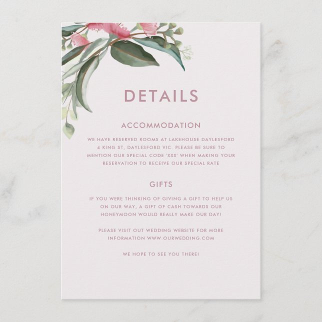 Invitación a la boda de la hoja de goma nativa aus (Anverso)