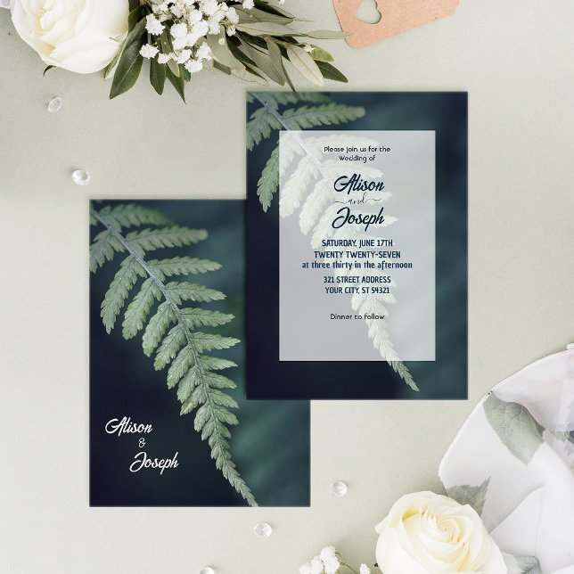 Invitación a la boda de la hoja de helecho verde (Subido por el creador)